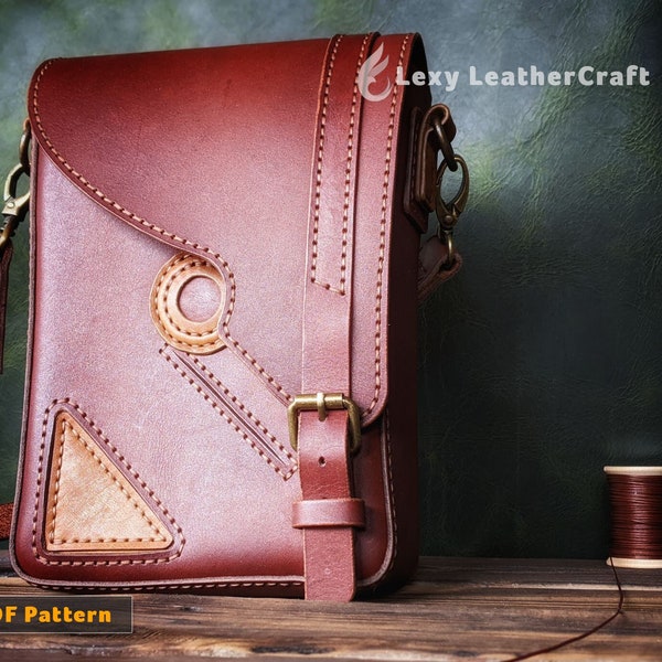Leather Bag Pattern - Leather Crossbody Bag Pattern - Leather Bag Template - Shoulder Pouch Pattern - PDF Download