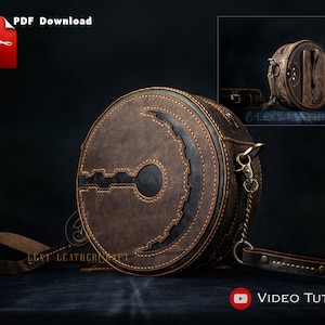 Round Bag Pattern - Leather Bag pattern - Leather bag template - leather DIY - Shoulder Bag Pattern - PDF Download