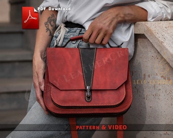 Classic Satchel Leather Pattern, Crossbody Messenger Template, Elegant Everyday Purse PDF