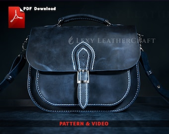 Leather Satchel Bag Pattern, Crossbody Shoulder Purse Template, DIY Messenger PDF Download