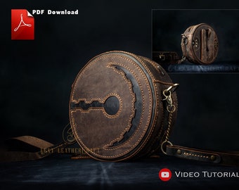 Round Bag Pattern - Leather Bag pattern - Leather bag template - leather DIY - Shoulder Bag Pattern - PDF Download
