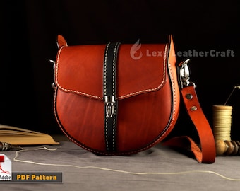 Saddle Bag Leather Pattern, Small Crossbody Purse Template, Minimalist Everyday Satchel PDF