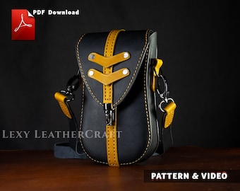 Leather Pouch Pattern, Crossbody Phone & Wallet Sleeve PDF Template