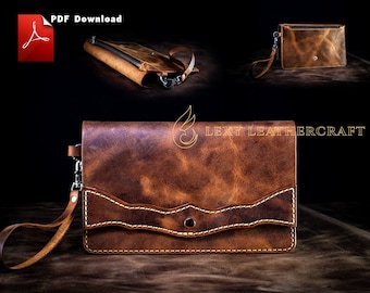 Leather clutch pattern - clutch purse pdf - Leather DIY - Pdf Download