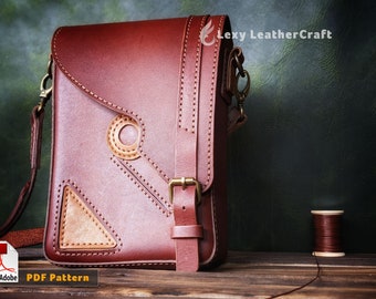 Leather Bag Pattern - Leather Crossbody Bag Pattern - Leather Bag Template - Shoulder Pouch Pattern - PDF Download