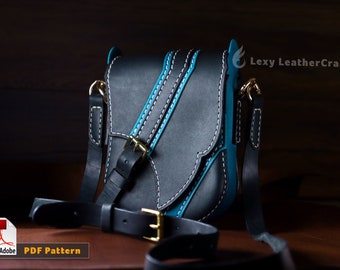 Asymmetrische Leder Crossbody Bag Pattern, Geschwungene Schulter Beutel Vorlage, Einzigartige DIY Sling PDF