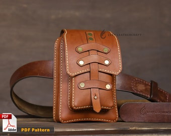 Leather Belt Pouch Pattern - Leather Pattern  - Leather Pouch pdf - Leather DIY - Pdf Download