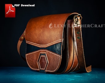 Crossbody Bag Pattern - Leather Bag Pattern - Leather Template - Vintage bag pattern - Pdf Download