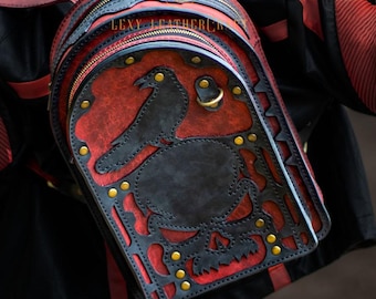 Gothic Raven Leather Backpack Pattern – DIY Bag Template (PDF Download)