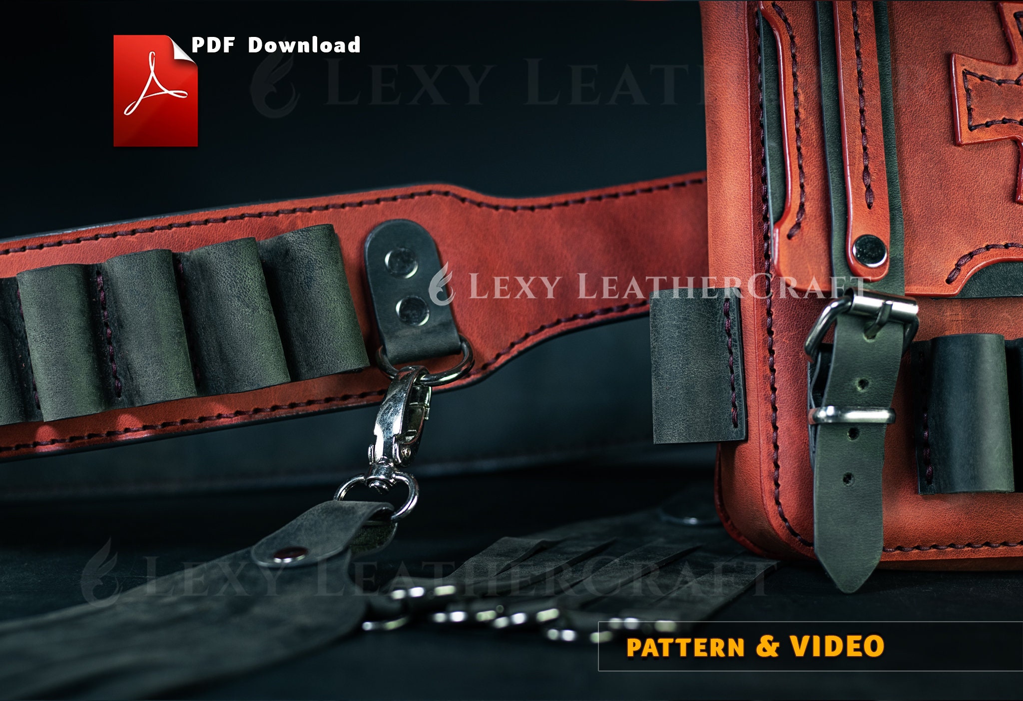 12番玉入れ…本皮 Leather Pattern for 12 Gauge Cartridge Holder - 25