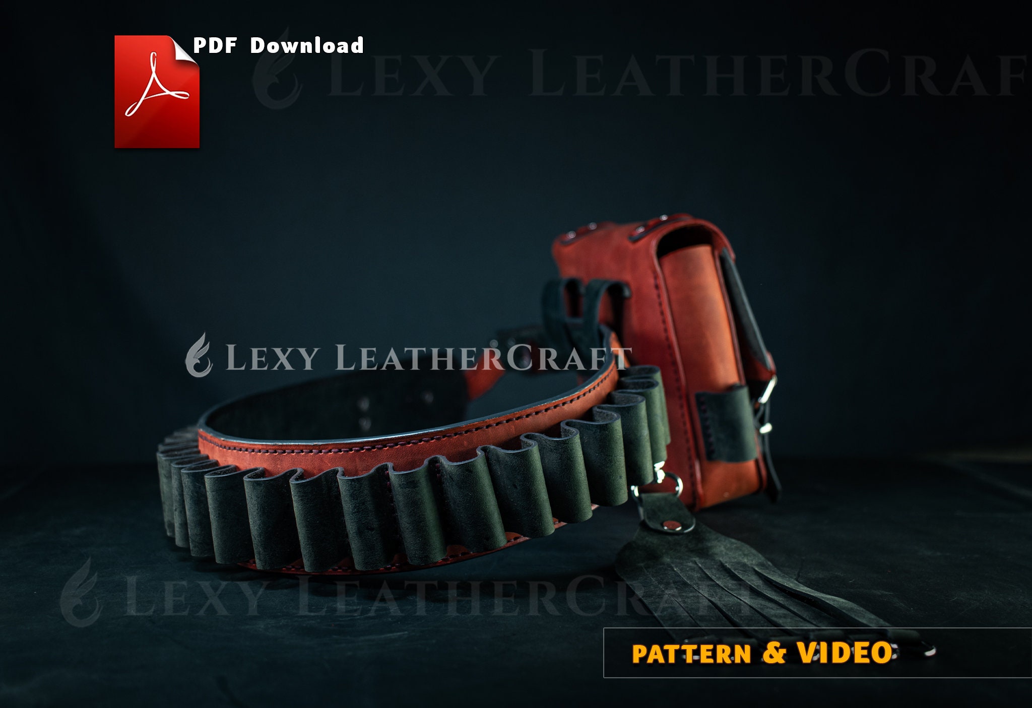 12番玉入れ…本皮 Leather Pattern for 12 Gauge Cartridge Holder - 25