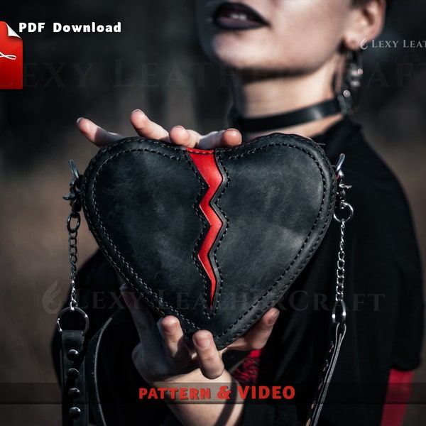 Heart bag Pattern - Broken heart Bag Pattern - Leather Bag Pattern - Gothic bag Pdf - Pdf Download