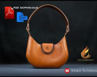 Half Moon Shoulder Bag Pattern - Leather bag pattern - Leather DIY - Leather Underarm Purse DXF - minimalist bag Template - PDF download