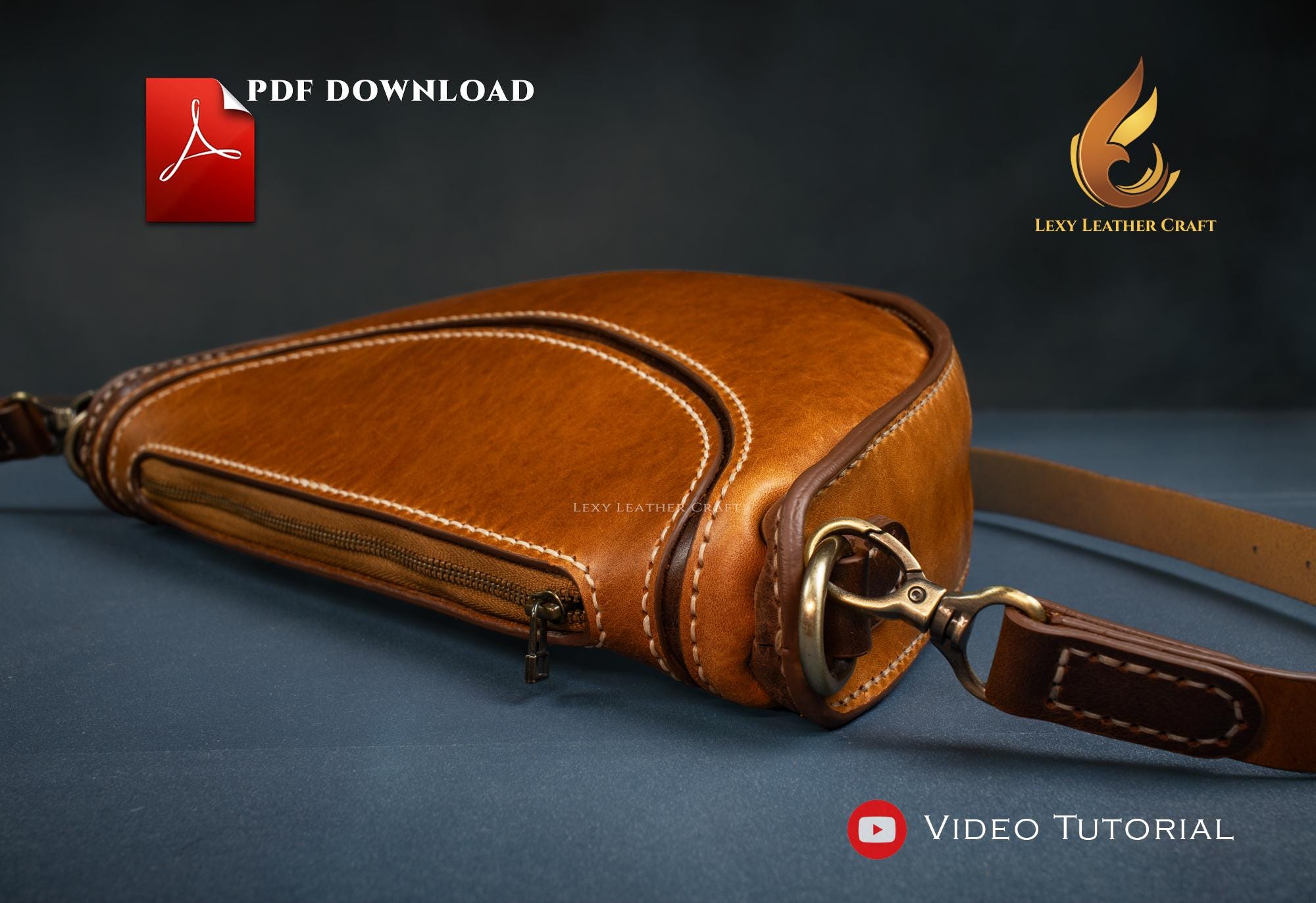 Crescent Leather Bag Pattern - Leather Shoulder Bag Pdf - Half Moon Bag ...