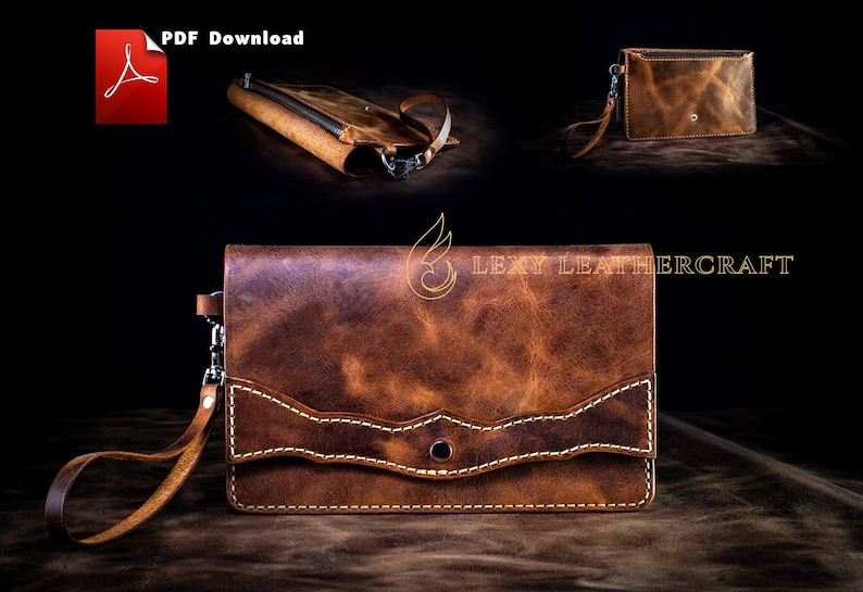 Leather clutch pattern clutch purse pdf Leather DIY Pdf Download image 1