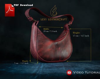 Patroon leren tas - halve maan tas pdf - patroon schoudertas - patroon leren tas - leer DIY - pdf-download