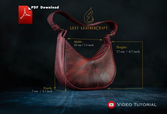 Leather Bag Pattern - half moon Bag pdf - Crossbody bag pattern - Leather purse pattern - Leather DIY - PDF Download