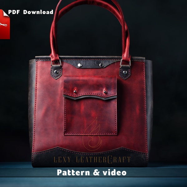 Tote Bag pattern - Shopping bag pattern - Leather Bag Pattern - Leather DIY - PDF Download