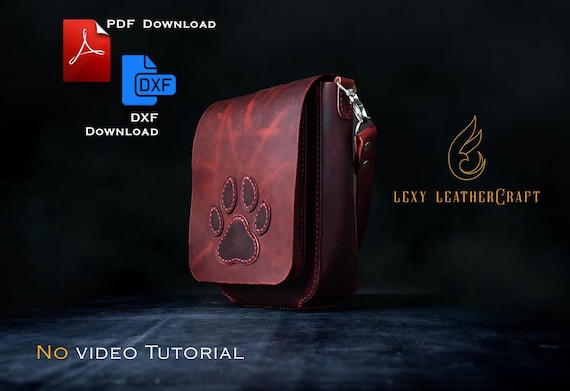 Leather Pouch Pattern - Leather bag pattern - Leather Pattern with dog Paw  - Bag Template - Leather Bag Pattern - PDF Download