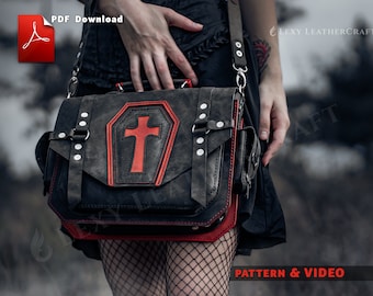 Wzór gotyckiej torby na ramię: skórzana torba na Halloween (pobierz plik PDF)