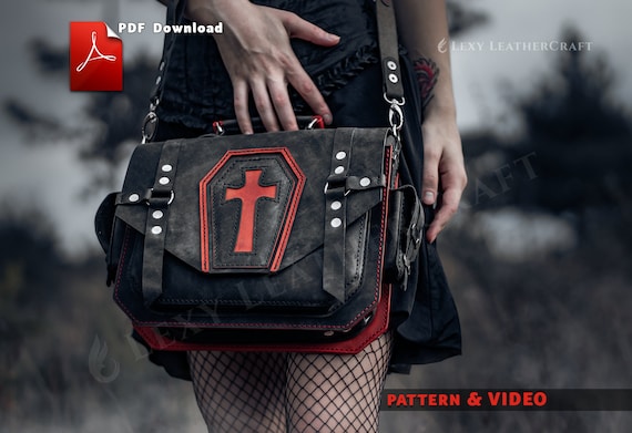 Gothic Crossbody Bag Pattern: Halloween Leather Bag (PDF Download)