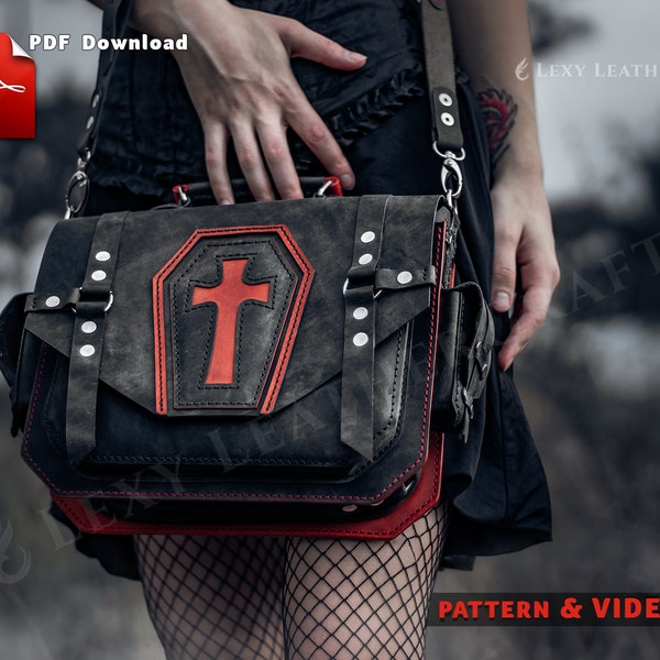 Crossbody Bag Pattern - Leather Bag Pattern - Halloween Bag Pattern - Gothic bag pattern - Pdf Download