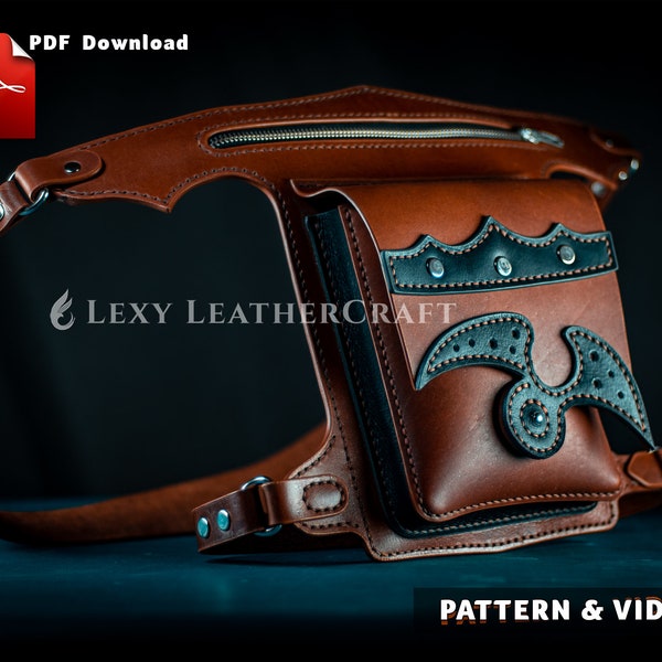 Hip pouch pattern - Hip Pouch Template - Leather DIY - Belt Pouch Pattern - Pdf Download