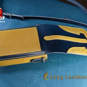 Open flap of the leather pouch revealing the interior and closure mechanism. Step-by-step DIY leather project blueprint