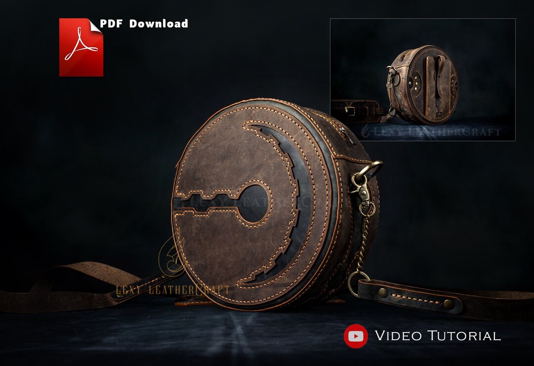 Round Bag Pattern - Leather Bag Pattern - Leather Bag Template ...