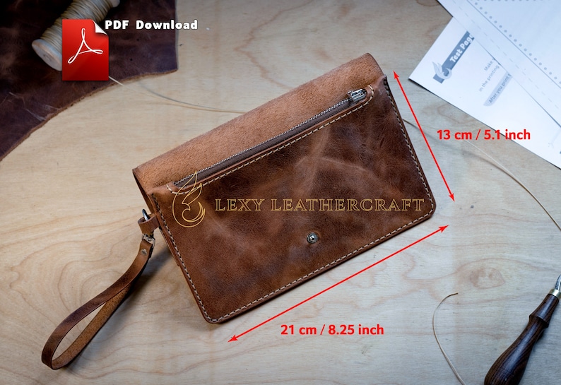 Leather clutch pattern clutch purse pdf Leather DIY Pdf Download image 2