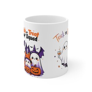 Halloween Trick or Treat Mug, Ghost-Themed Coffee Cup, Spooky Season Gift, Fall Decor, Cute Halloween Tableware