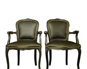 Vintage French Chair Louis XV Black With Gold Trim Gothic Baroque Victorian Style - In Stock Ready To Ship