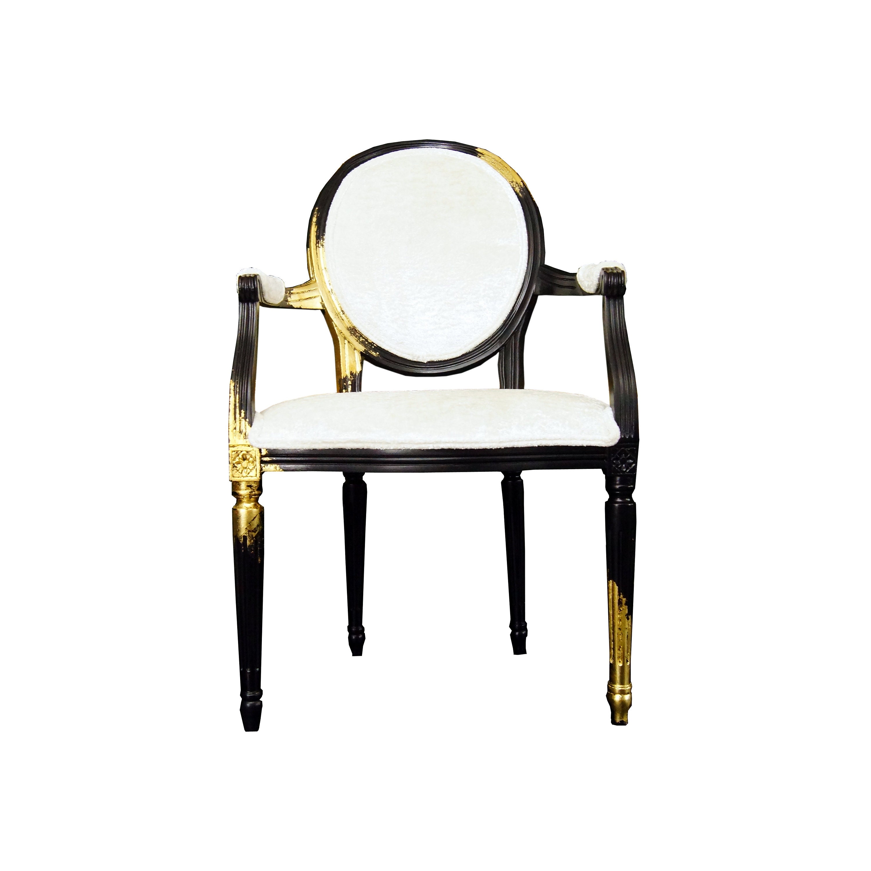 Vintage French Chair Black White Gold Louis XVI Style Chair Etsy