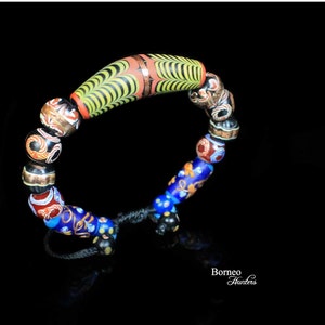 Borneo Glass Bead Bracelet: Multi-Colored Boho Bangle