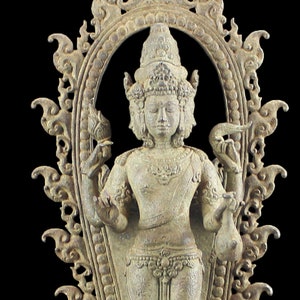 Dattatreya Statue - Antique 19th Century Indonesian Javanese Bronze Trimurthy Dattareya  17.25&quot;/44cm