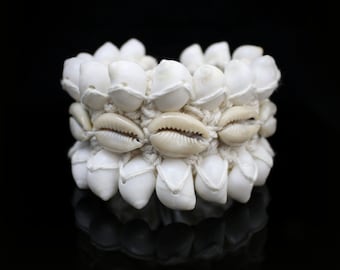 Bracelet coquillage Blanc Tissé Brassard Boho Nautique Naturel Curled Seashell Fiesta Costume Bras Manchette Body Jewelry Accent