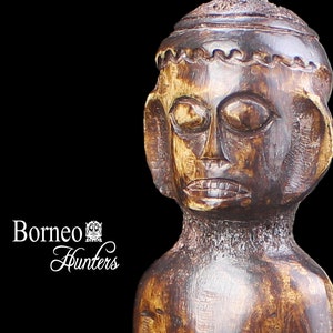 Borneo Magic Charm 3.9&quot; Dayak Protective Figure, Horn Carving, Hampatong Sculpture