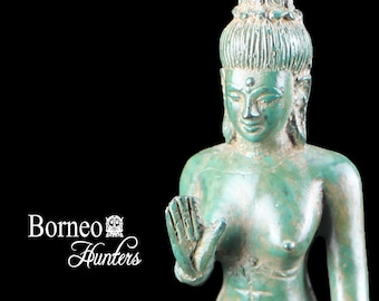 Devi Mother Goddess 10" Bronze Indonesian Devi Uma In Abhaya & Varada Mudra