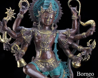 8 Armed Kaliya Krishna Statue 25" The Eight Avatar Of Lord Vishnu;God Of Protection&Preservation Of The Dharma/Salvation