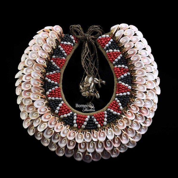 Rosa gewellte Shell Neck Decor drei gebändert Muscheln Perlen Halskette Designer Home Interior Dekor natürliche Akzent nautische Schönheit