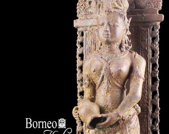 Antique Bronze Devi Statue: Indonesian Mother Goddess Sculpture (18.4")