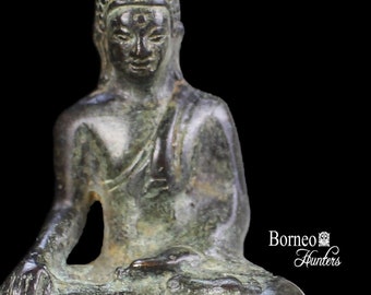 Small Sitting Buddha 8cm In Earth Touching Mudra Bronze Buddha, Thai Style Buddha, Mini Bronze Buddhist Sculpture