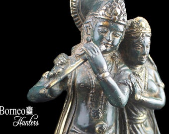 Radha & Krishna Statue 9.5" Bronze Gopal Krishna Standing with Radha