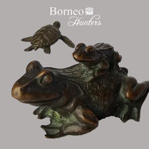Frog & Turtle Figurine Brass Animals Vintage Collectible Small Cute Frog Animal Decor 7.5CM AND 5CM