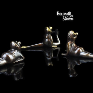 Three Brass Yoga Frog Figurine : Bhujangasana, Matsyasana, Kapotasana 5&quot;. Yoga Frog Sculptures As A Gift For Yogi, Yoga Studio Decor