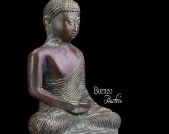 Estatua de Buda meditando de latón: 16,5 cm, decoración indonesia para el hogar