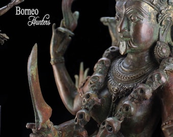 KALI GODDESS Statue 23.5"/60cm Hindu Goddess Kali With 10 Arms On Wood Base. The Goddess Of Eternal Energy