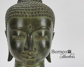 仏頭 - アンティークタイスタイル スコータイブロンズ仏頭 - 22 cm/9