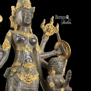 34CM Durga On Buffalo Statue Bronze Eight Armed  Devi Durga Hindu Mother Goddess &gt;&gt;Of Peace, Prosperity & Dharma