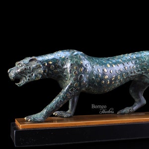Cheetah Figurine Bronze 18.5&quot;/47CM Cheetah Sculpture On Two-Tier Base Realistic Cheetah Animal Lover Home Decor